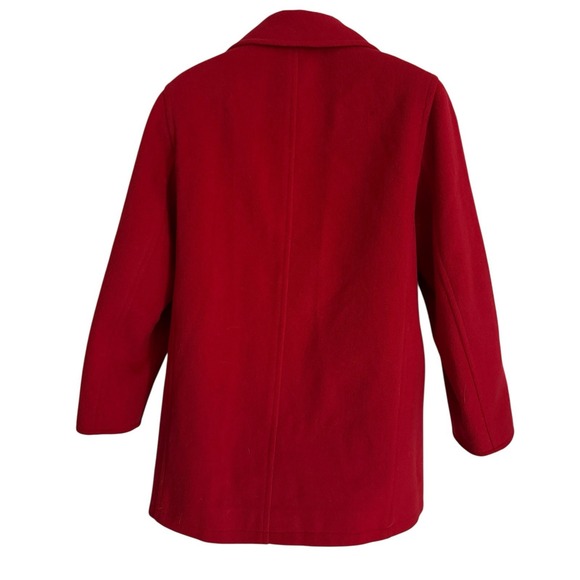 Talbots‎ Women Pea Coat 10 Red Double Breasted Wool Blend Tartan Lining - Picture 7 of 11